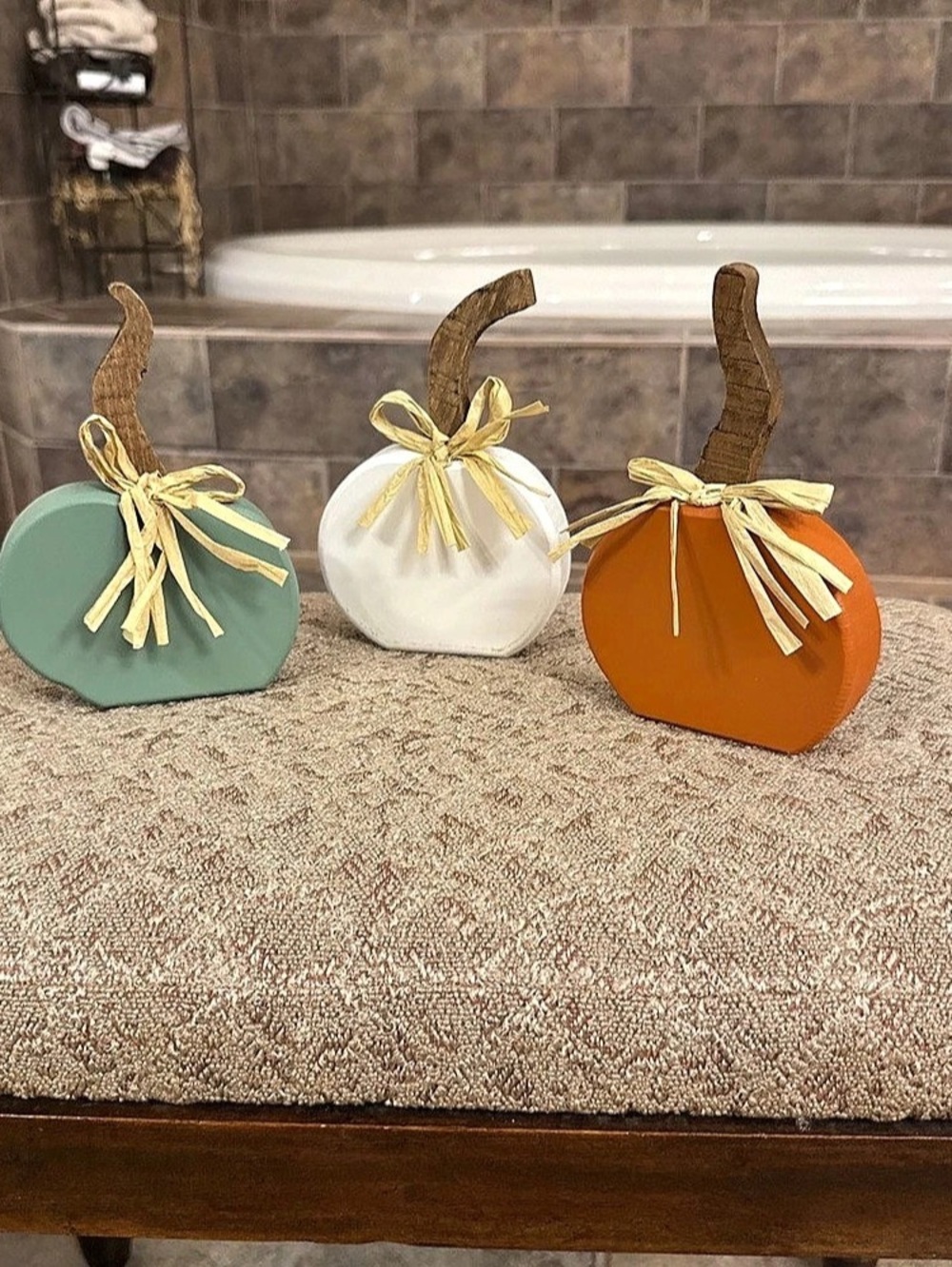 3-Piece Pumpkin Decor Set Orange & Green